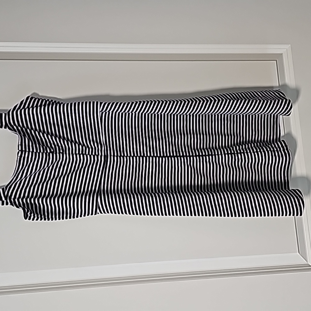 Navy blue and white striped dress